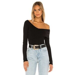 MICHAEL LAUREN // ltd ed maples soft rib knit off the shoulder asymmetric top